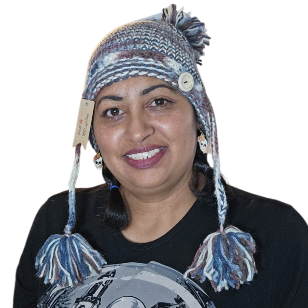 Hand Crafted Winter Hat Handmade knitted pom pom beanie multicolored crochet cap - Picture 6 of 17